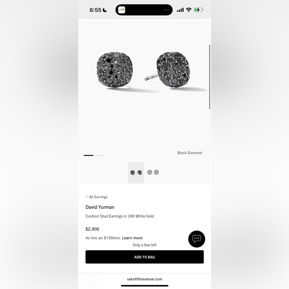 David Yurman Black Diamond Stud Earrings